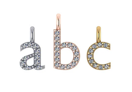 10mm lower case tiny all diamond initial