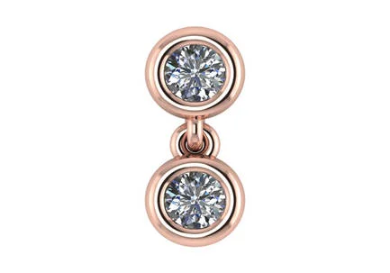 14k rose gold double diamond dangling pendant .24