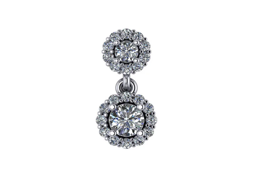 14k double dangle diamond halo pendant