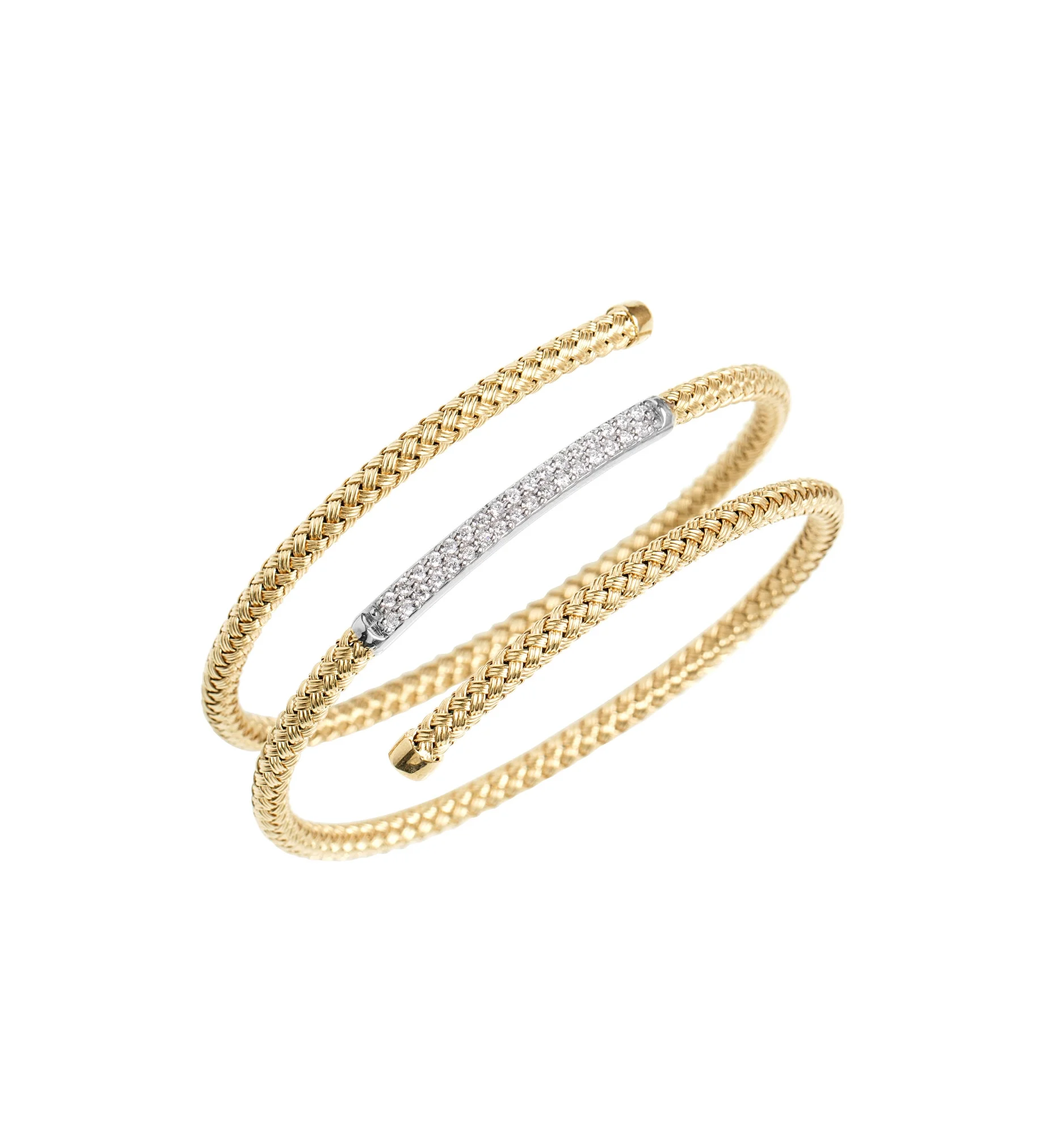 3 row flexible mesh and diamond bangle