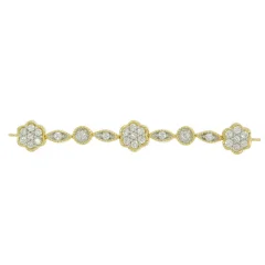 14k Yellow Gold Diamond Flower Bolo Bracelet 