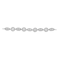 14k White Gold Marque and Round diamond Bolo Bracelet 