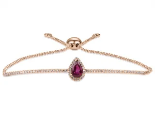 14kRose Gold Diamond Ruby Bolo Bracelet