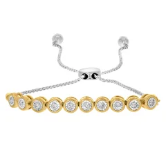 14k Yellow Gold Diamond Bezel Bolo Bracelet .25