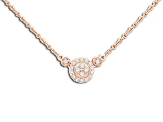 14k Rose Gold small closed  Diamond Circle Necklace