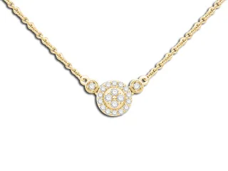 14K Yellow Gold Diamond Circle Necklace 