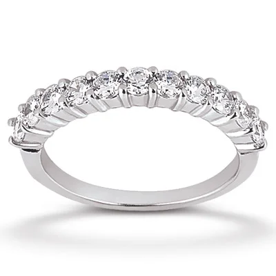 14K White Gold Classic Shared Prong Wedding Ring .05 each .55tw