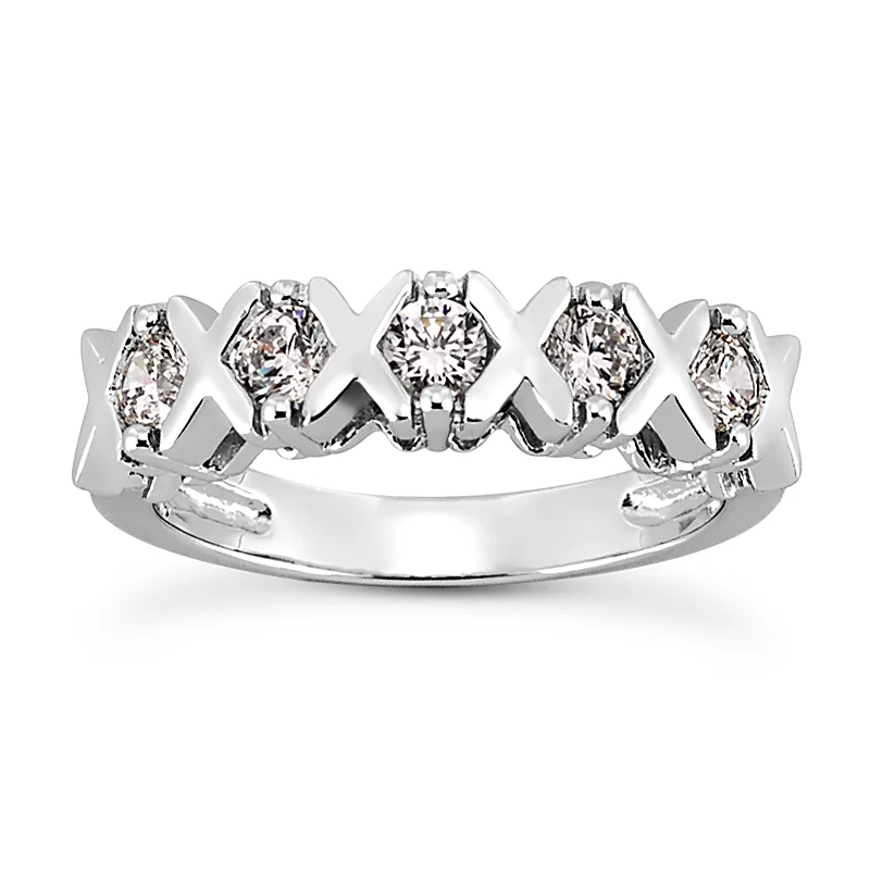 14k X Diamond Wedding Band .75