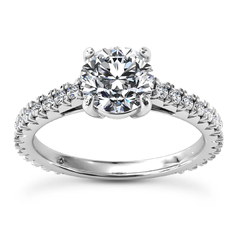 14k White Gold Engagement Ring with Diamonds set in four prongs 