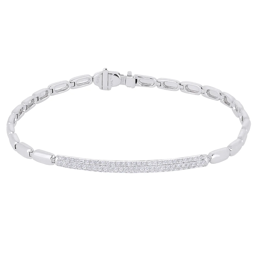 14k White Gold Diamond flexible  Bracelet .42