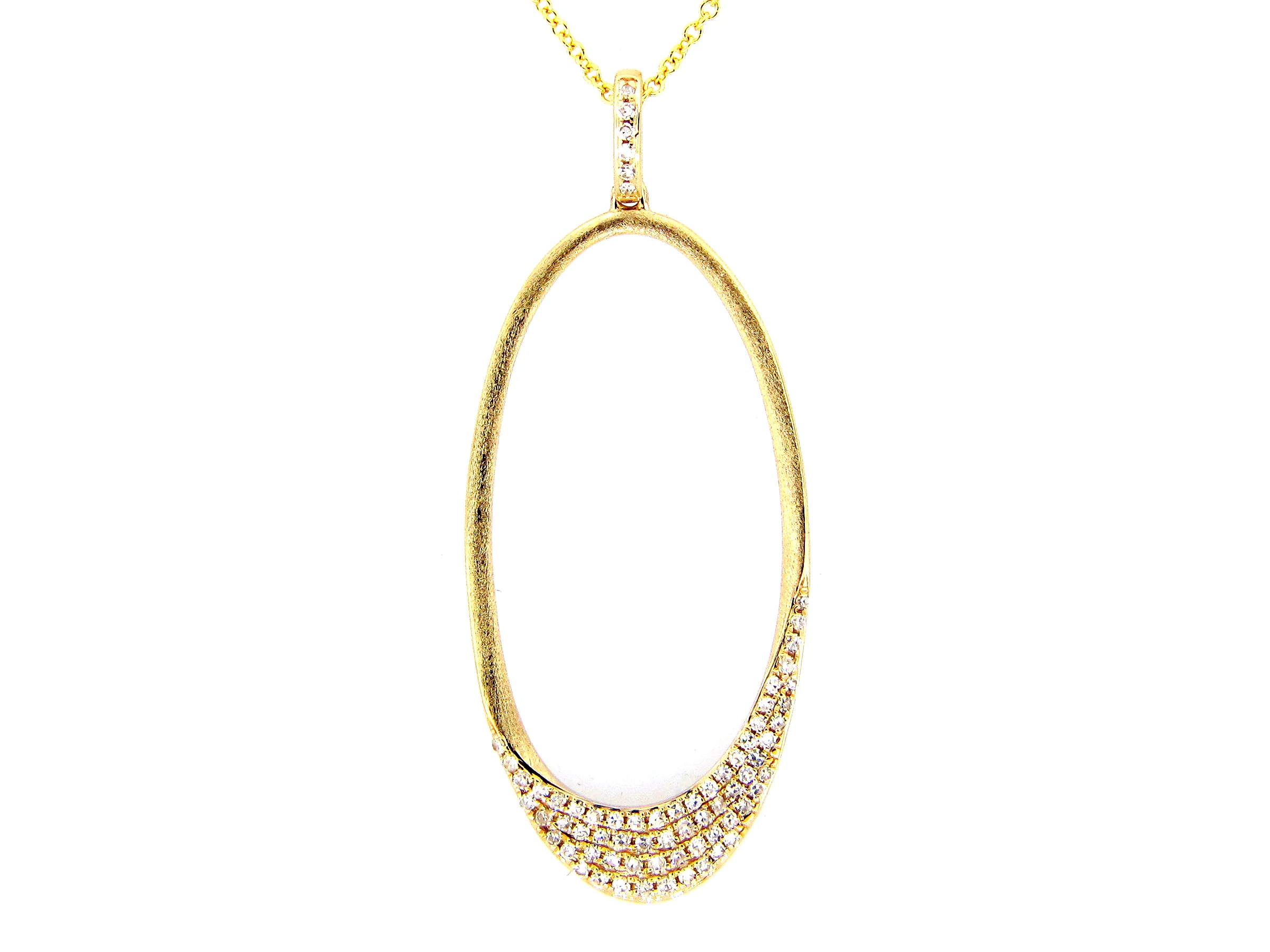 14k Yellow gold and Diamond Oval Necklace