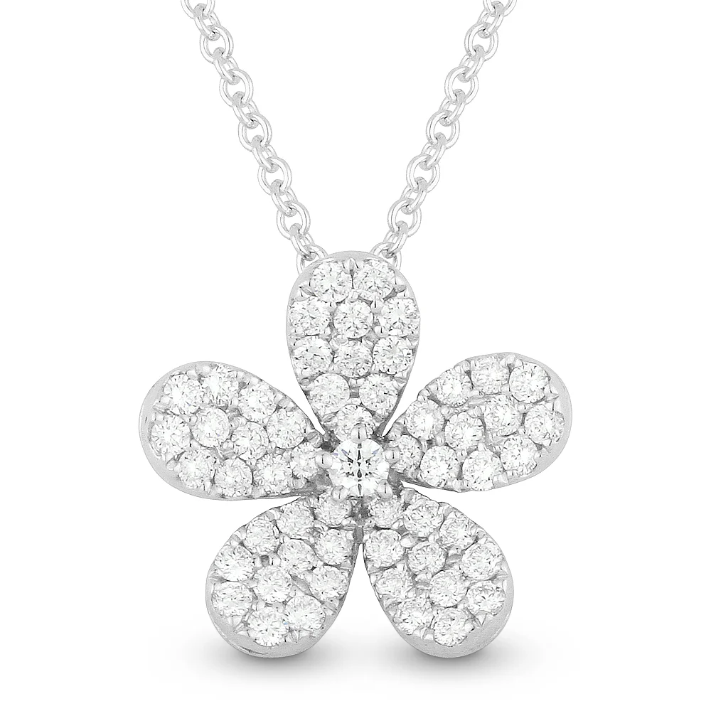 14k All Diamond Flower Pendant 