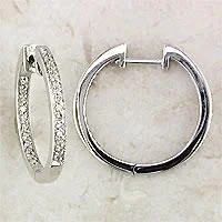 14k white gold diamond  hoop .25