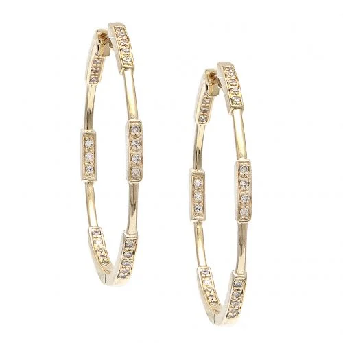 14k white gold hoop with diamond rectangle sections