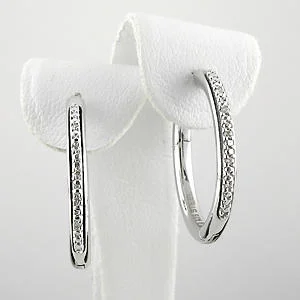 Silver plated steel and diamond hoop