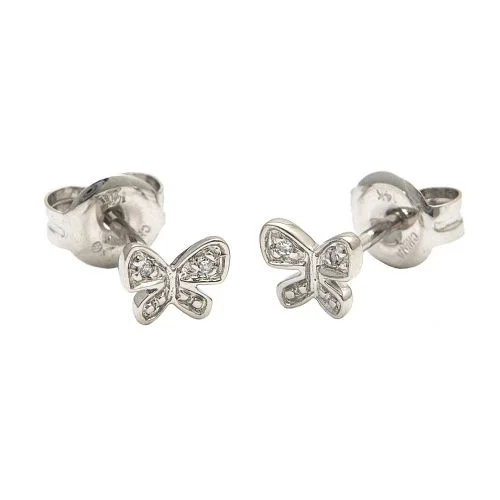 14k tiny diamond butterfly earrings
