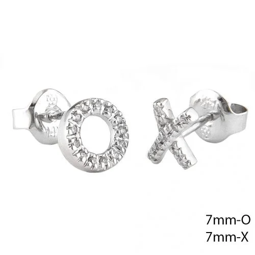 14k xo diamond pave stud earrings