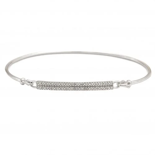 14k white gold double row pave set  diamond bangle