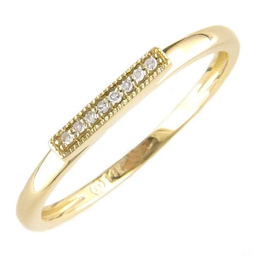 14k yellow gold small diamond bar ring