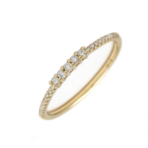 14k pave and prong set thin diamond bands