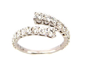 14K White Gold Shared prong Bypass Diamond Ring 1.15 carats