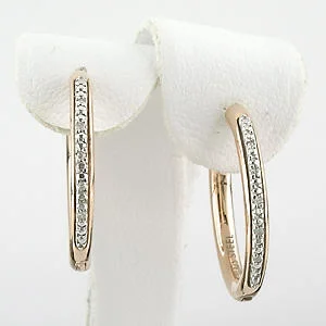 Rose Gold Plated steel and Diamond Hoop Earrings 