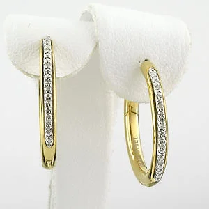 Yellow Gold Plated Steel and Diamond Hoops 