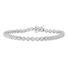 14k white gold bezel set tennis bracelet 