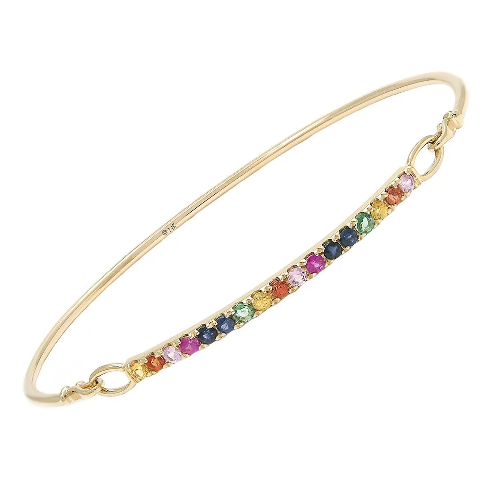14k Yellow Gold Multi-Sapphire Bangle 