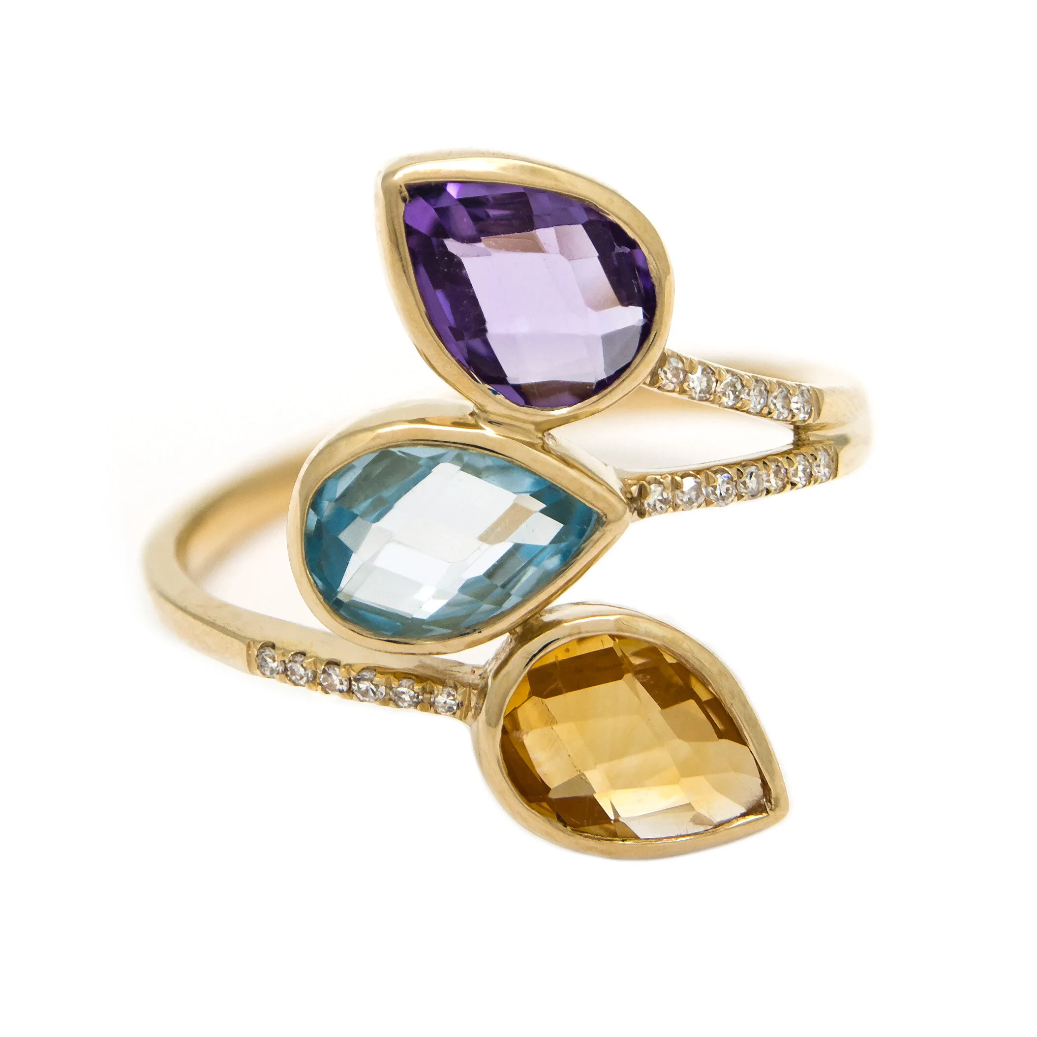 14k Yellow Gold Multi Gem Ring 