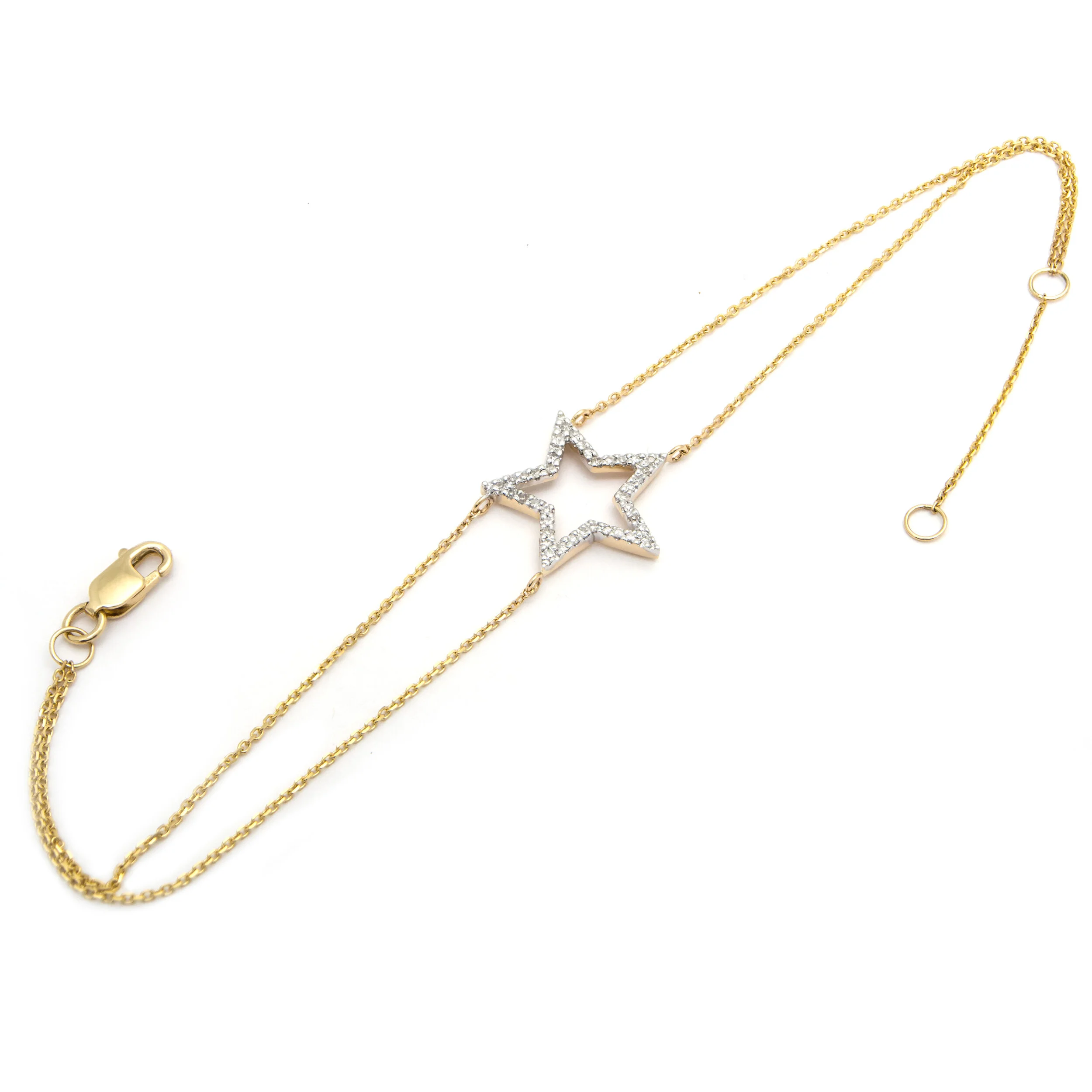 14k Yellow Gold Star Diamond Bracelet 
