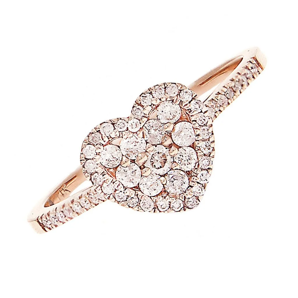 14k Rose Gold Diamond Heart Ring 
