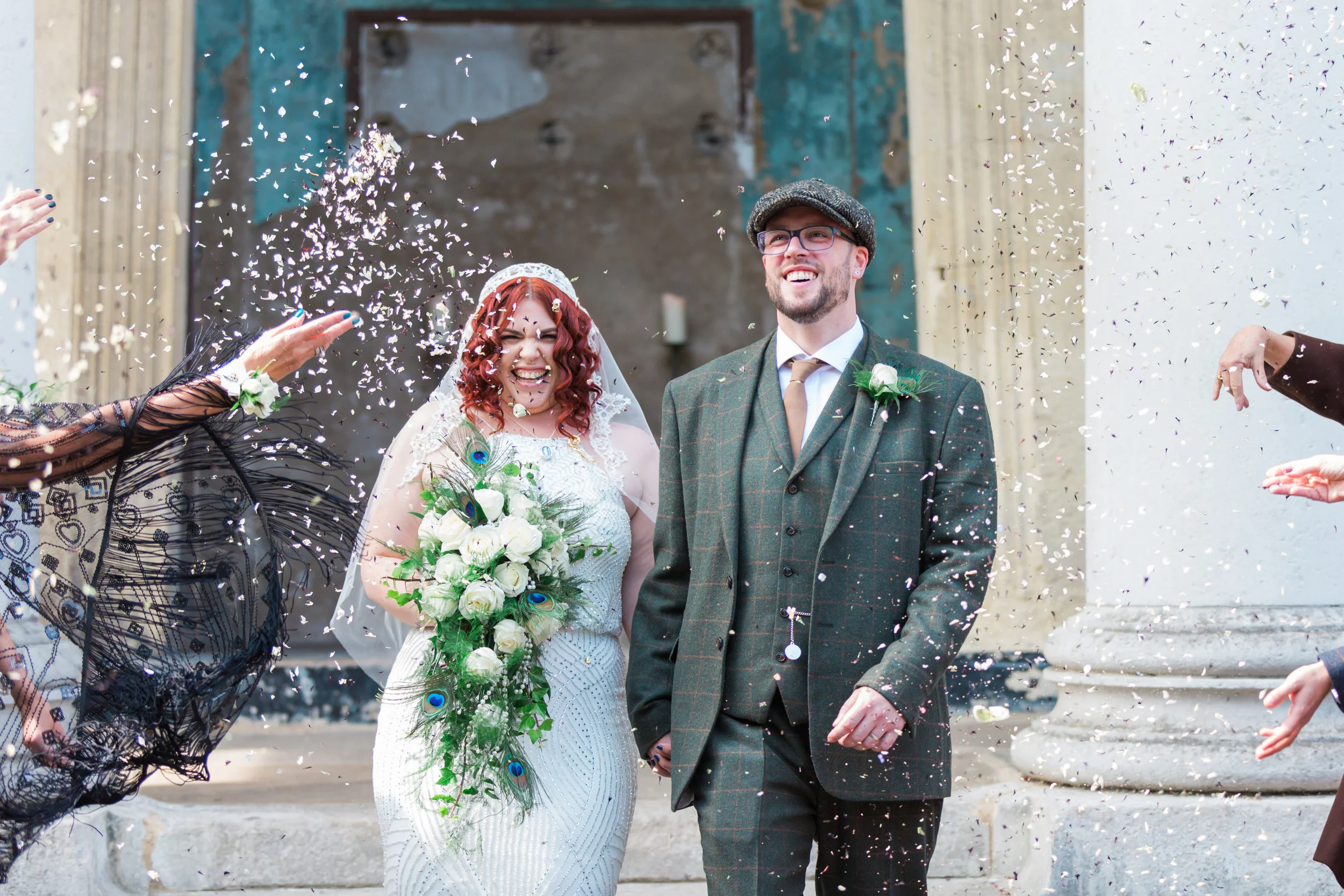 vintage wedding confetti exit.jpg