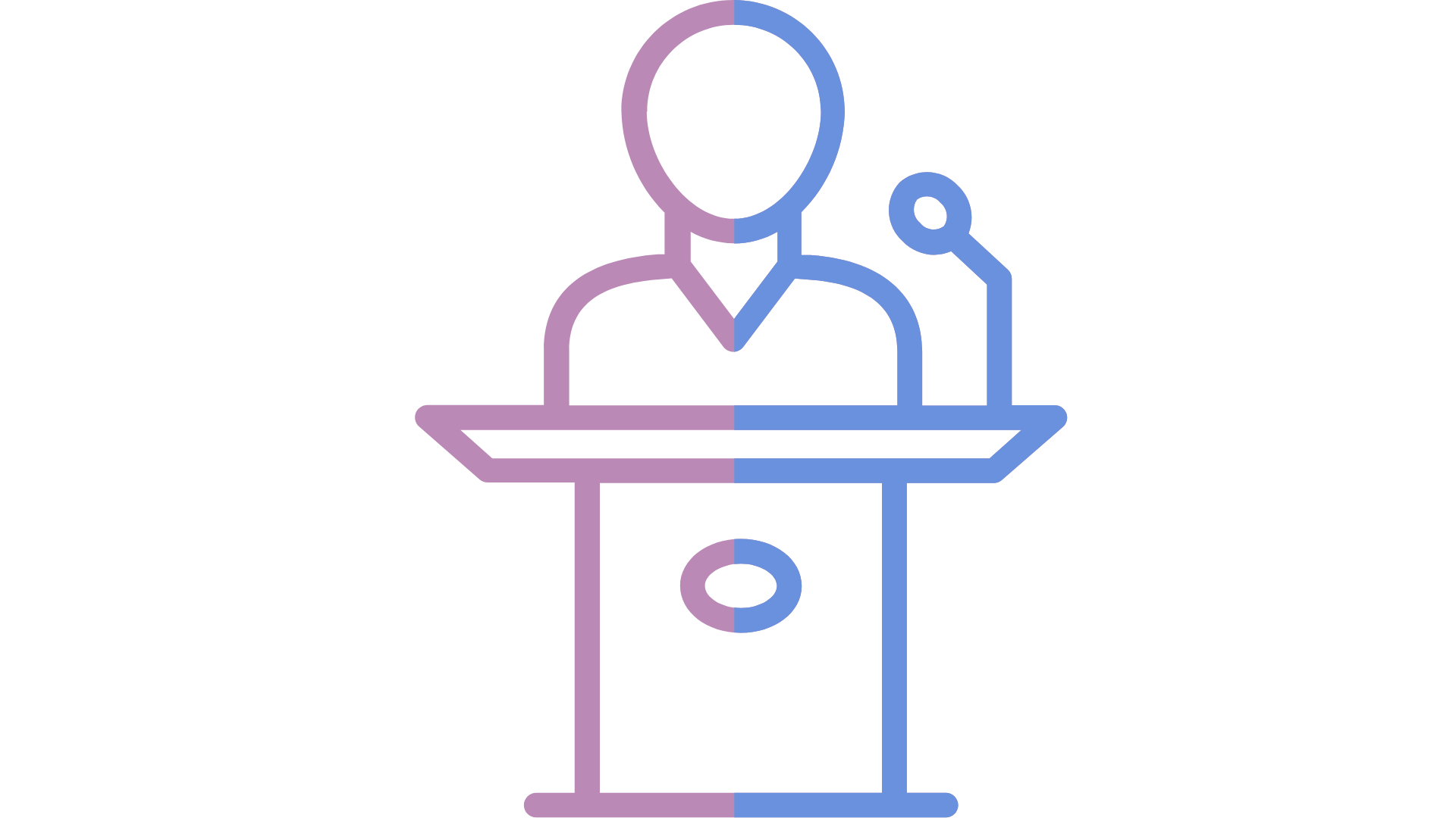Person speaking at a podium, as if giving a speech