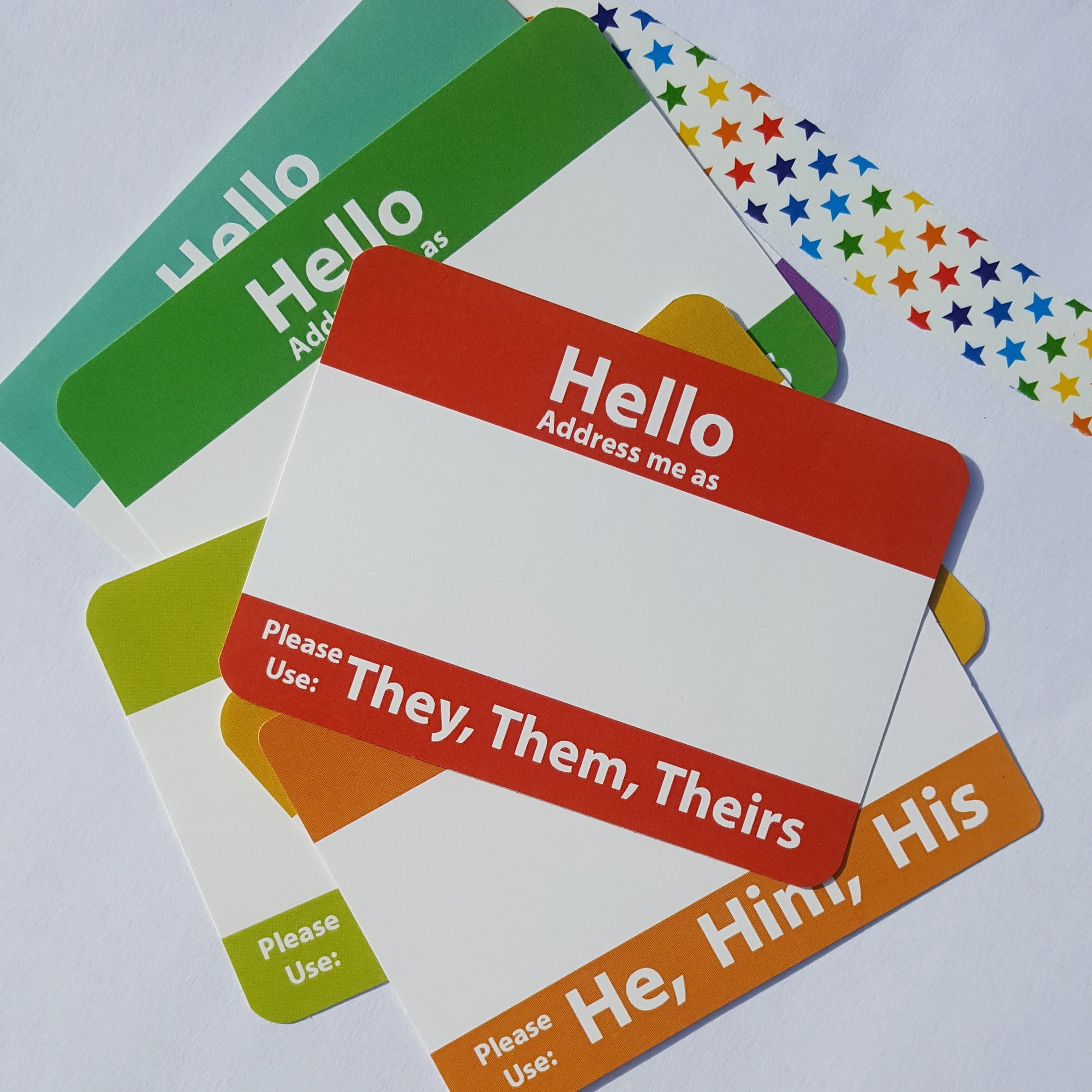 Stack of Pronoun Name Tags