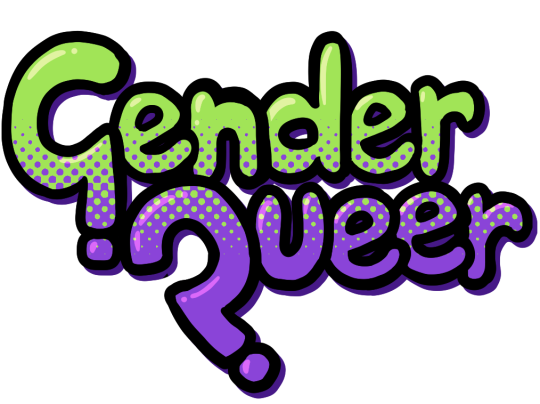  “GenderQueer” Lettering design incorporating question marks 