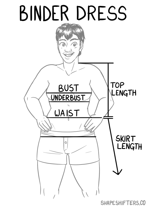“Binder Measurement Guides” Informational diagram for ShapeShifters, Inc 2016-2018