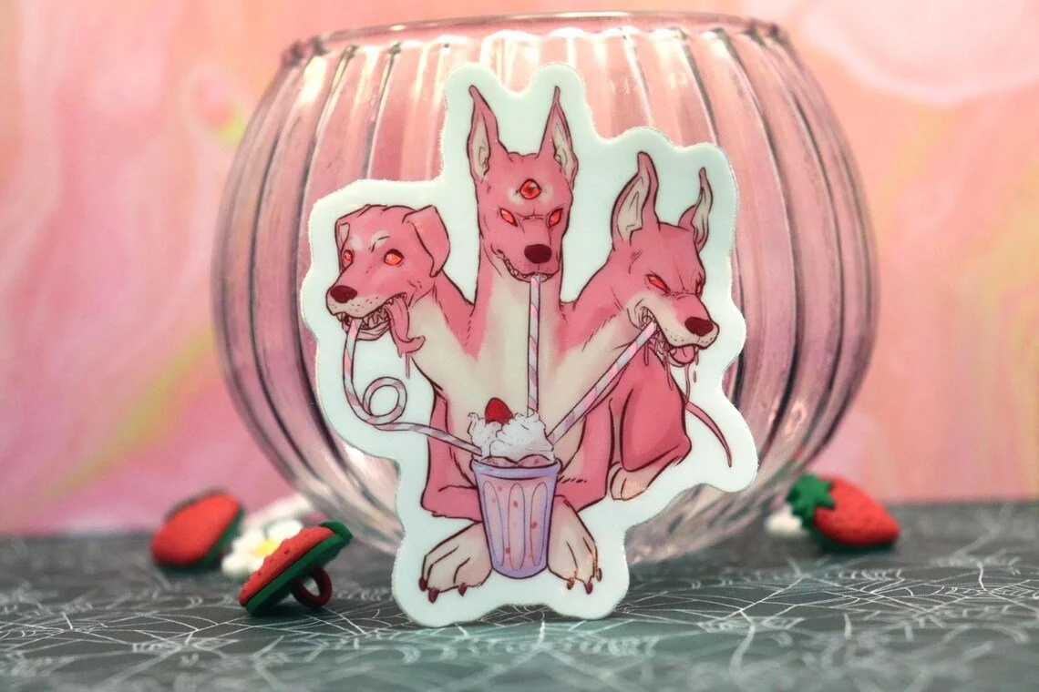 Strawberry Cerberus Sticker