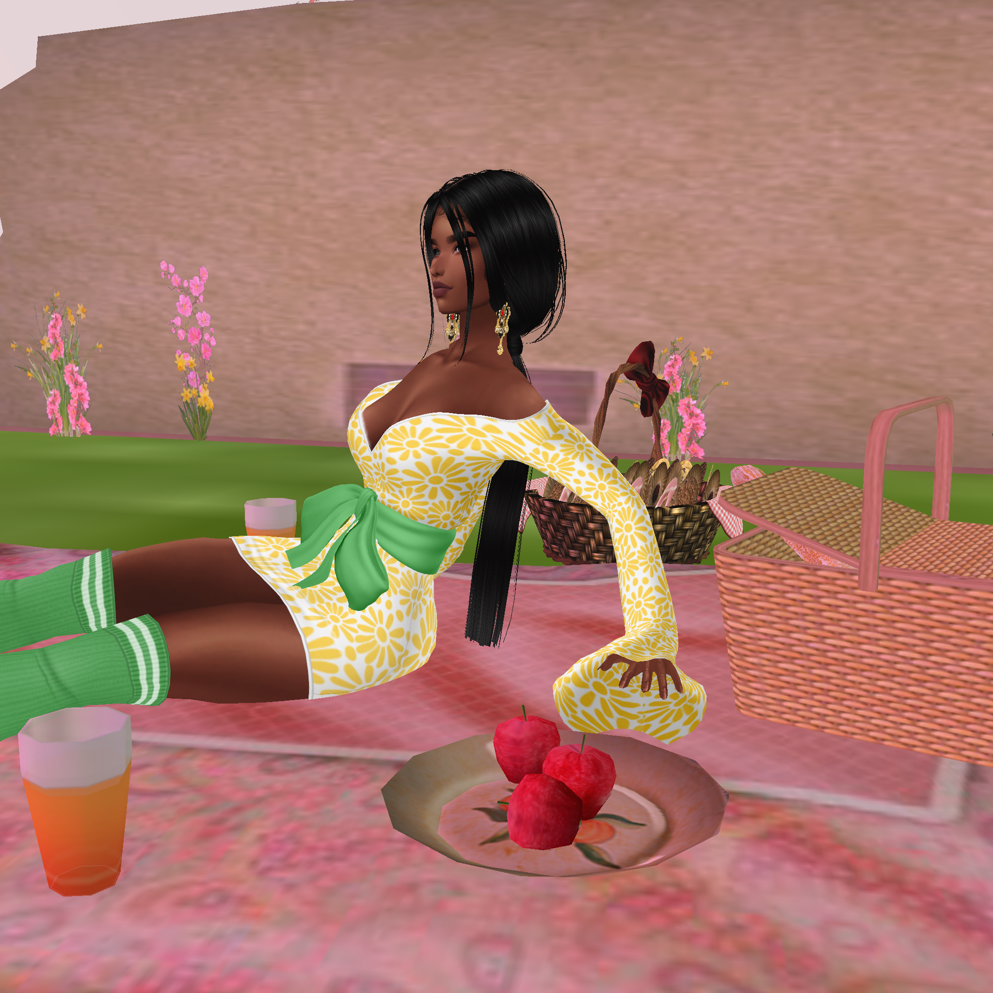 Enjoying an Apple in a picnic by the park