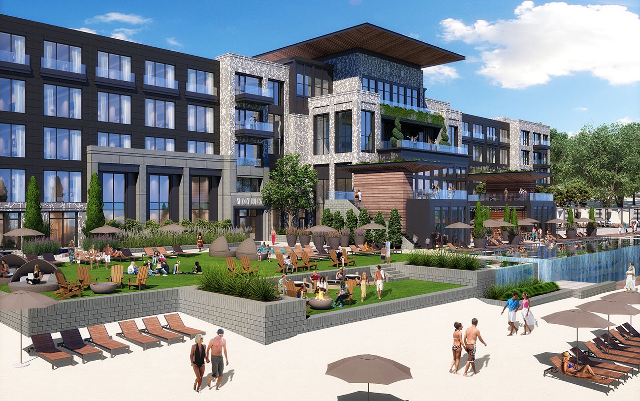 Rendering by FMK Architects LandDesign and Sunset Cove Partners, LLC are also behind the project.