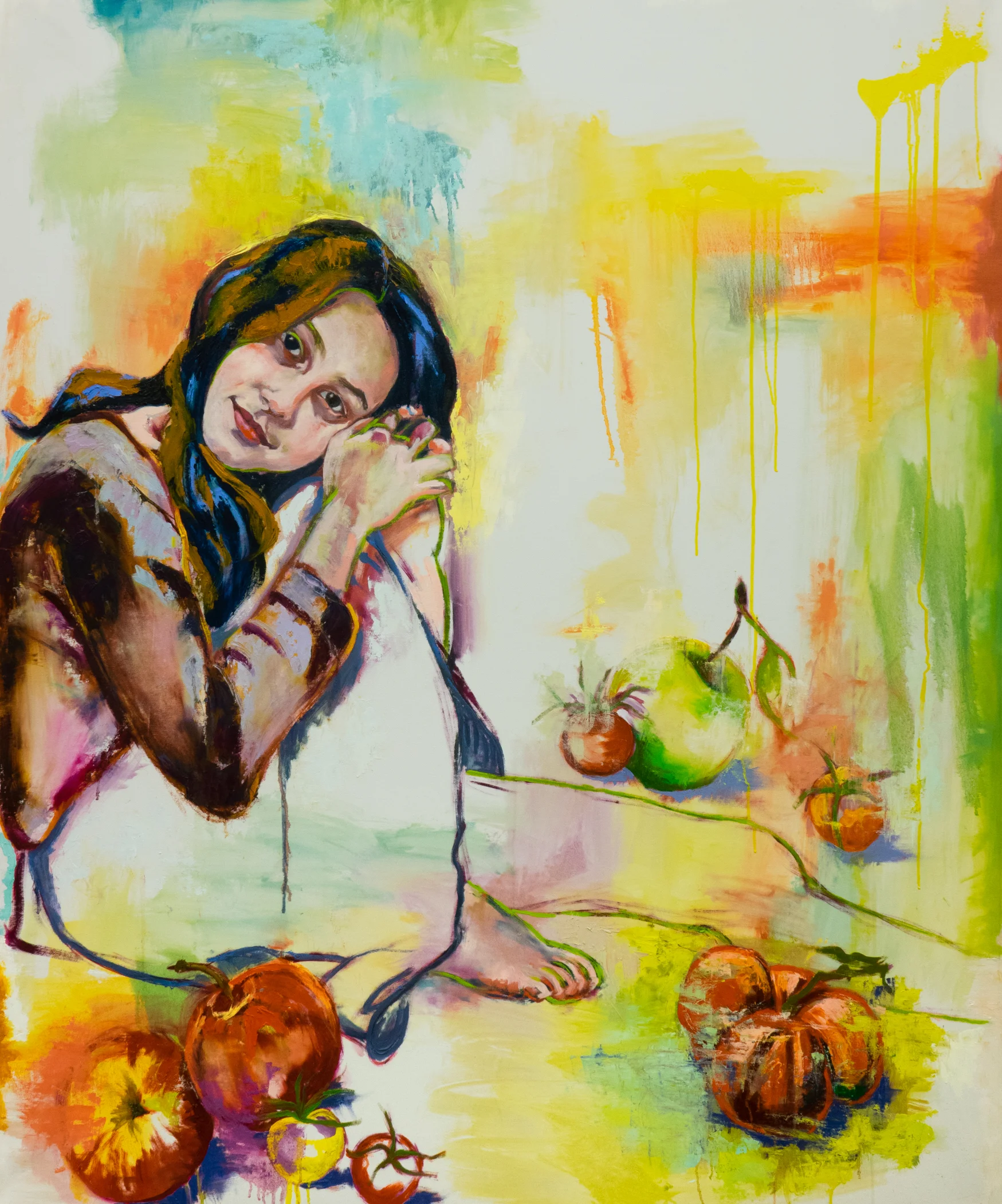 Her Youthful Life with Apples and Tomatoes