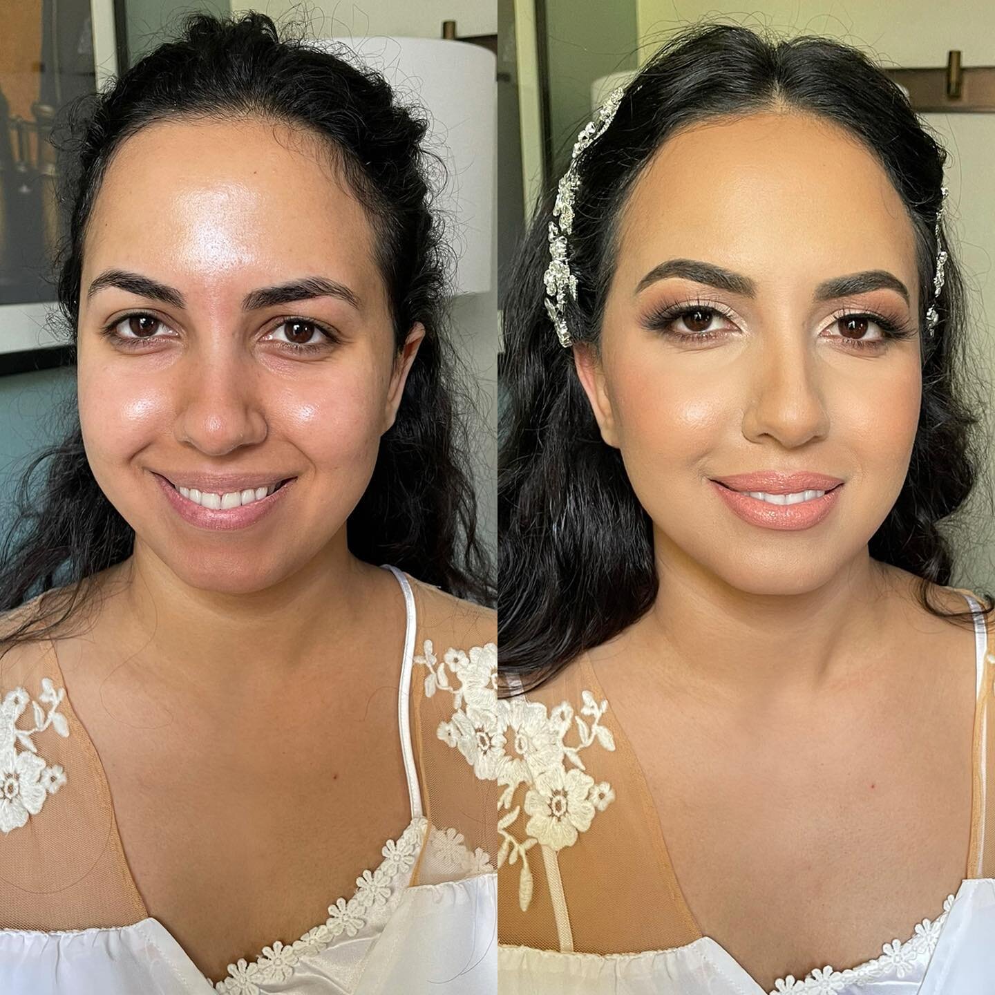 Before and after bridal glam on this beauty! Hair by @indep_hairstylist