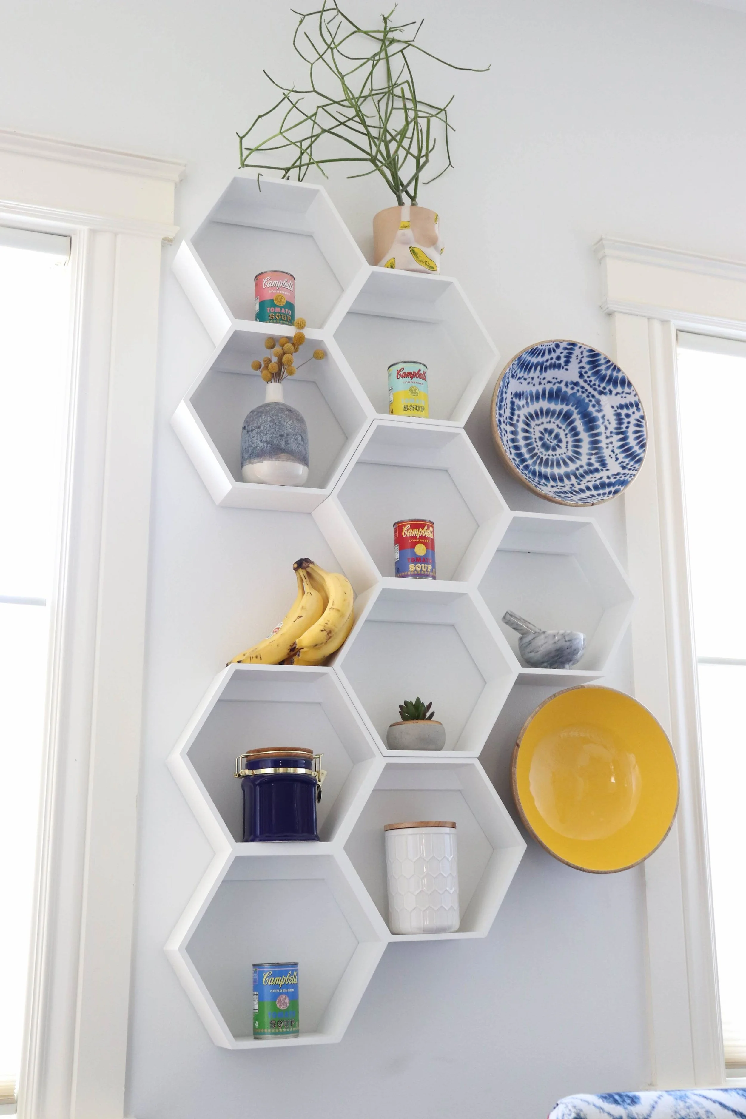 Kitchen hex shelves