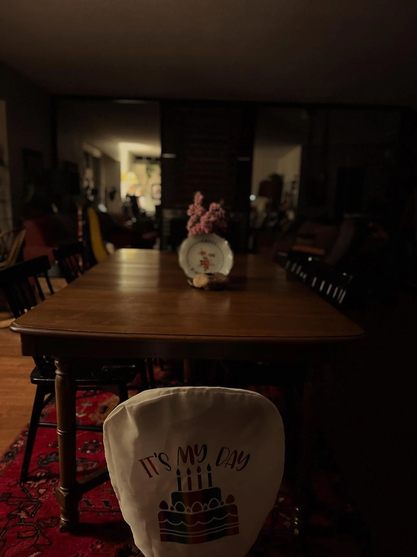 Every family has its own way of marking time.
Ours often shows up in the little things.
Years ago, I found a vintage “Happy Birthday” plate and a colourful crocheted garland at a thrift store. They cost almost nothing, but they’ve