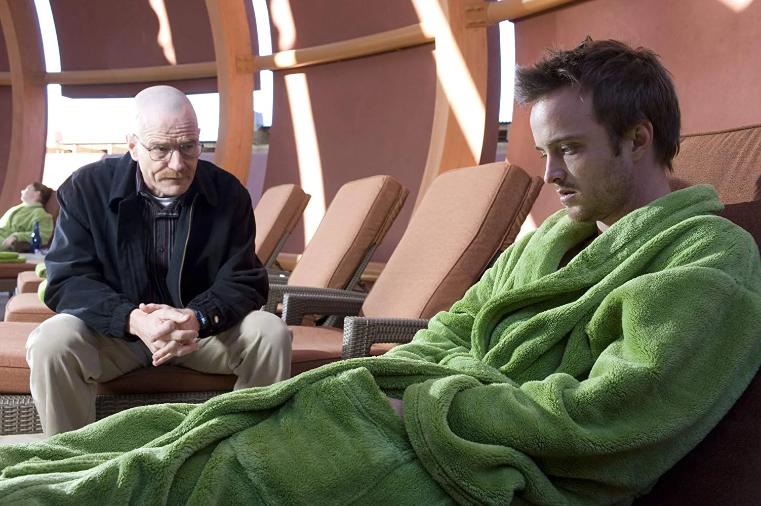 Walter White (Bryan Cranston) and Jesse Pinkman (Aaron Paul) in Breaking Bad.
