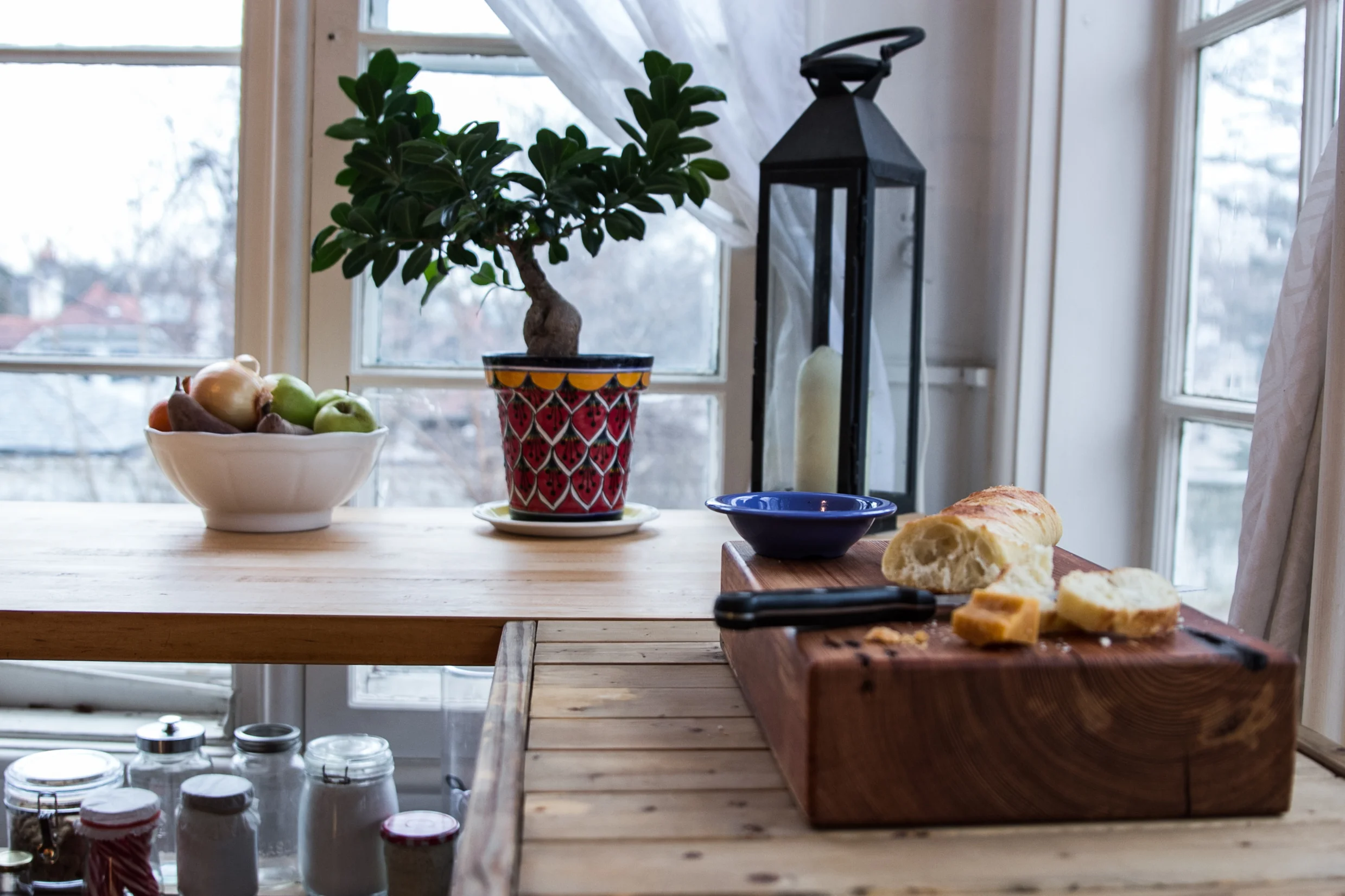 kitchen shelves close-up