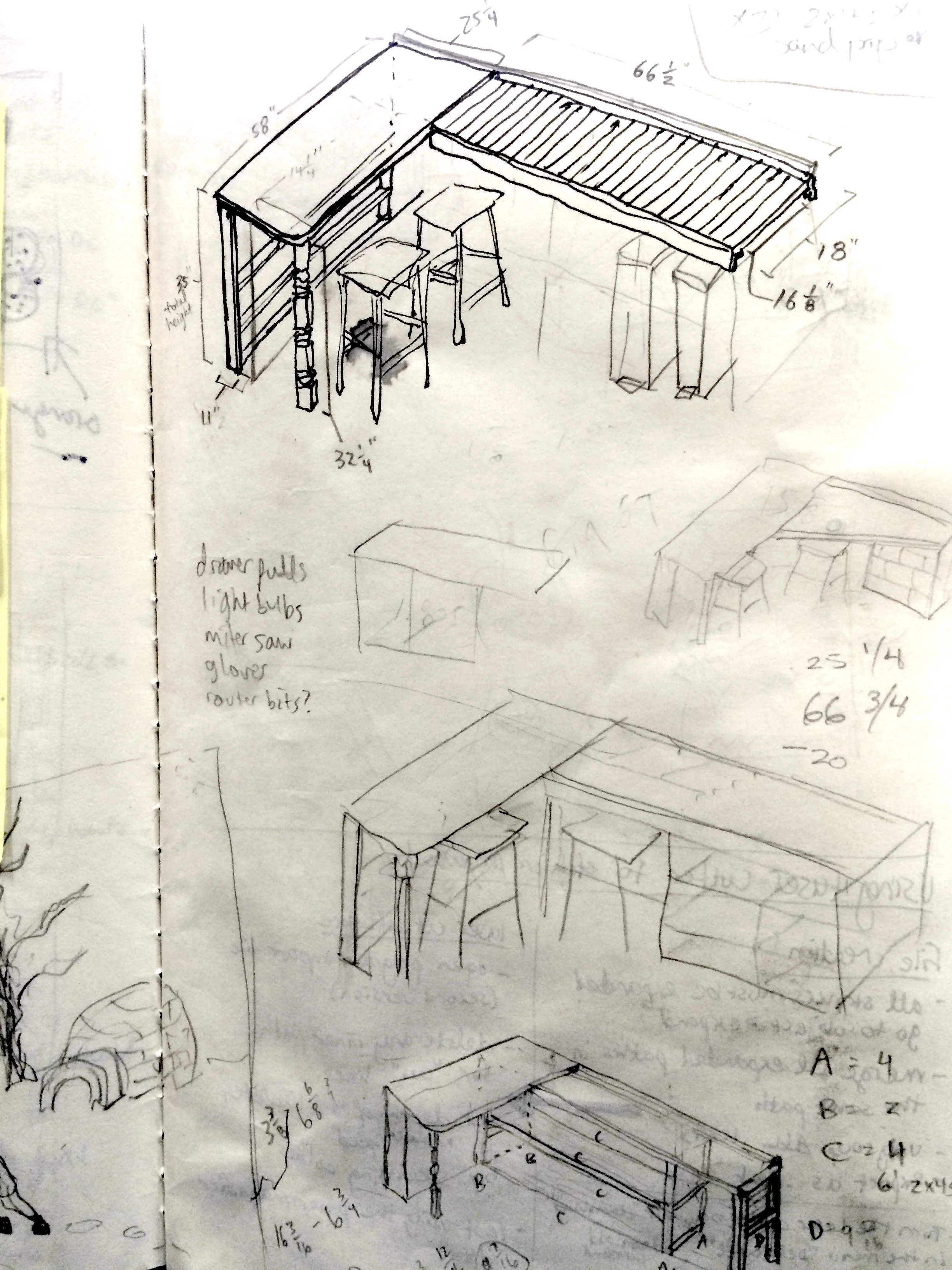 kitchen shelves sketch