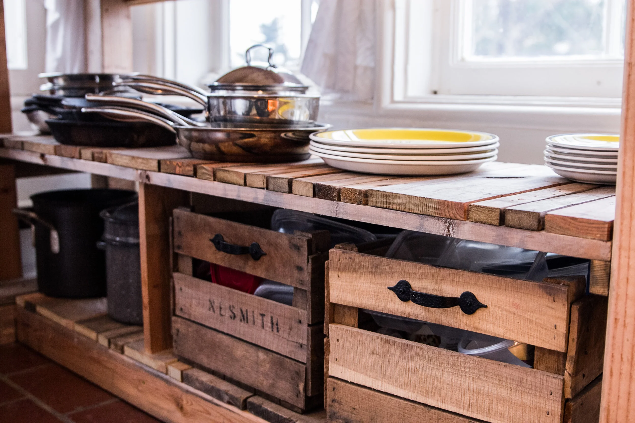 Kitchen shelves close-up