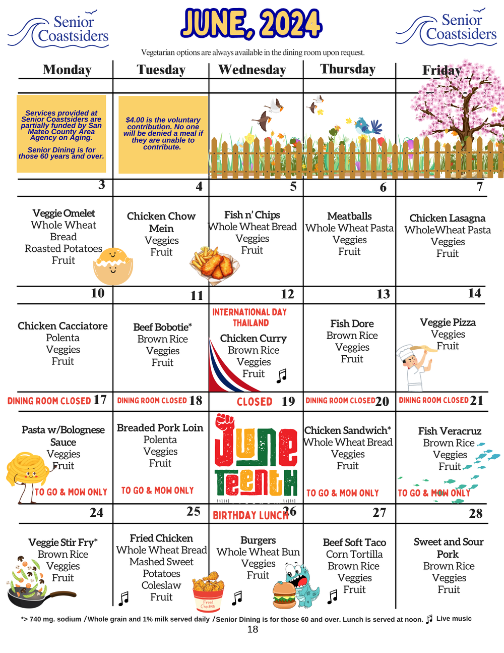 Lunch Menu — Senior Coastsiders