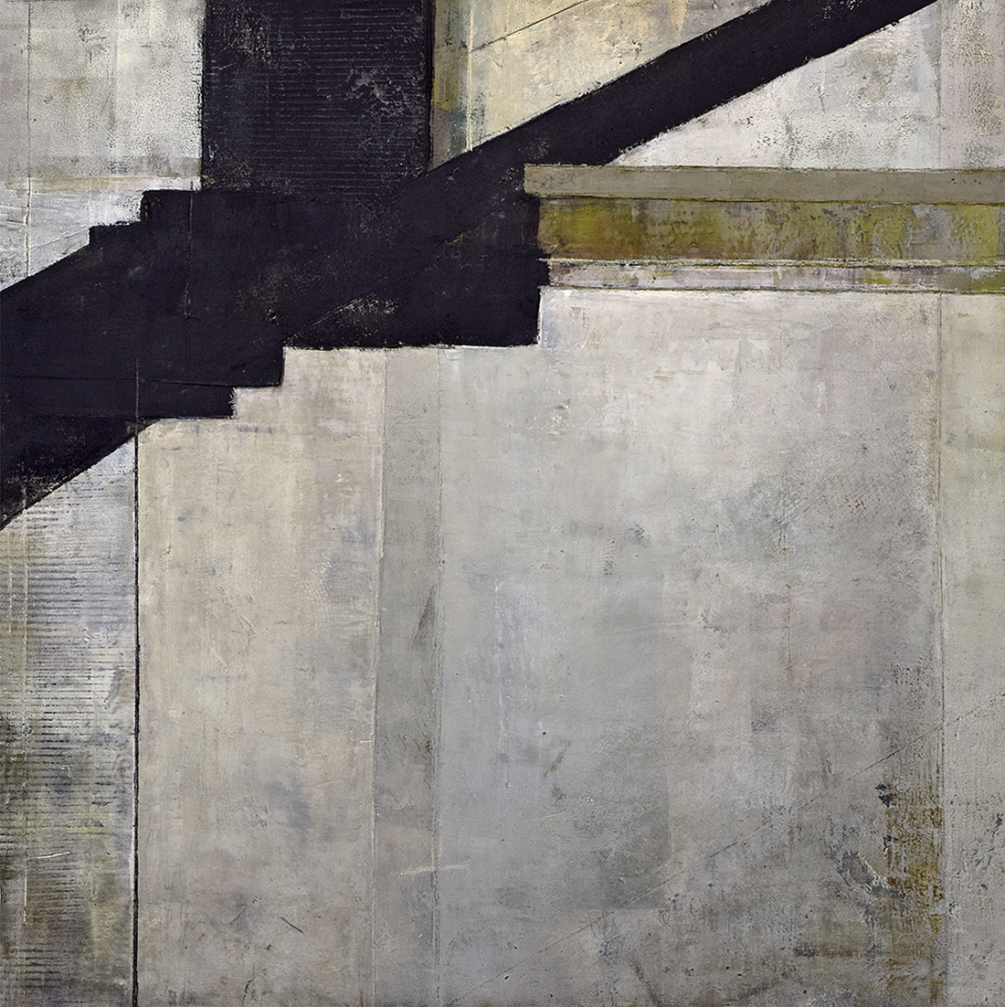 adobe y negro (x). oil, cold wax, and wood ash on panel, 36 x 36 inches, 2019.